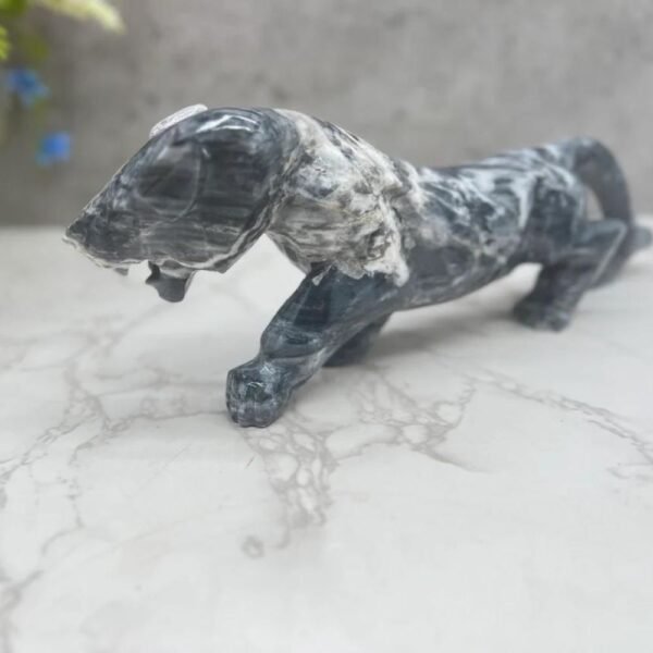 BIG Jaguar sculpture, Stone panther, Marble Animal, Natural Genuine Rock And Hand Carved. Home Decor