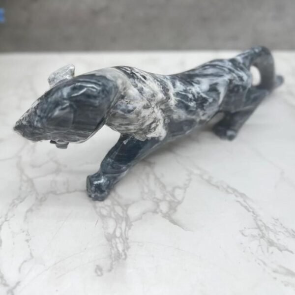 BIG Jaguar sculpture, Stone panther, Marble Animal, Natural Genuine Rock And Hand Carved. Home Decor