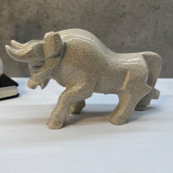 BIG beige bull, Bull sculpture, Marble bull, Carved stone animal, Statue bull, Gemstone bull, Mini Crystal Animal