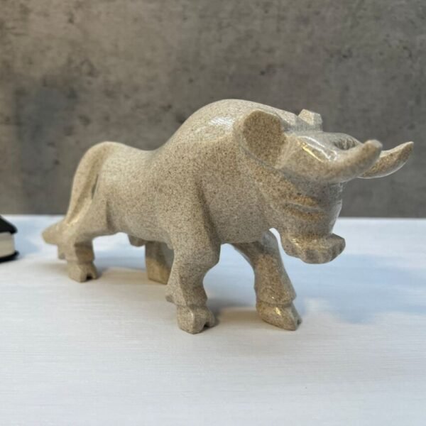 BIG beige bull, Bull sculpture, Marble bull, Carved stone animal, Statue bull, Gemstone bull, Mini Crystal Animal