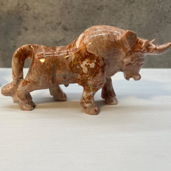 BIG pink bull, Bull sculpture, Marble bull, Carved stone animal, Statue bull, Gemstone bull, Mini Crystal Animal