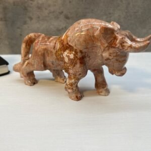 BIG pink bull, Bull sculpture, Marble bull, Carved stone animal, Statue bull, Gemstone bull, Mini Crystal Animal