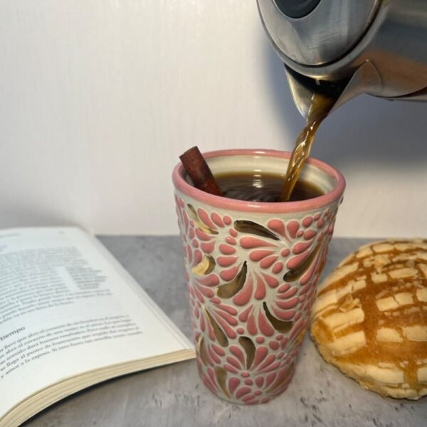 Cappuccino Cup Gold Details, Mexican Coffee Mug, Puebla Talavera Pottery, Ceramic Thermos, Handmade Lead-Free Includes Lid, Custom Available