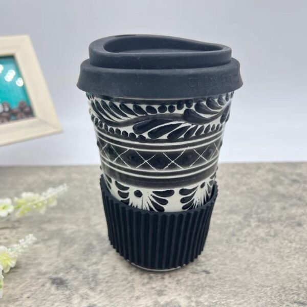 Cappuccino Cup, Mexican Coffee Mug, Puebla Talavera Pottery, Ceramic Thermos, Handmade Lead-Free Includes Lid, Custom Available