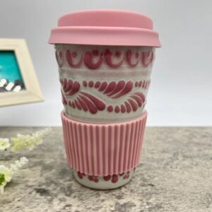 Cappuccino Cup, Mexican Coffee Mug, Puebla Talavera Pottery, Ceramic Thermos, Handmade Lead-Free Includes Lid, Custom Available