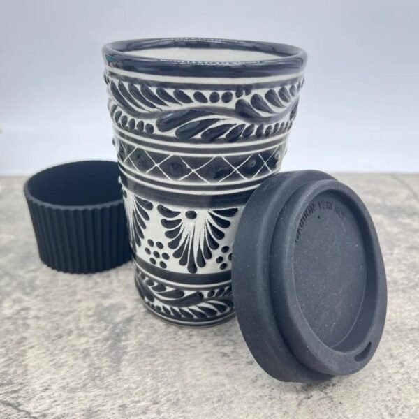 Cappuccino Cup, Mexican Coffee Mug, Puebla Talavera Pottery, Ceramic Thermos, Handmade Lead-Free Includes Lid, Custom Available