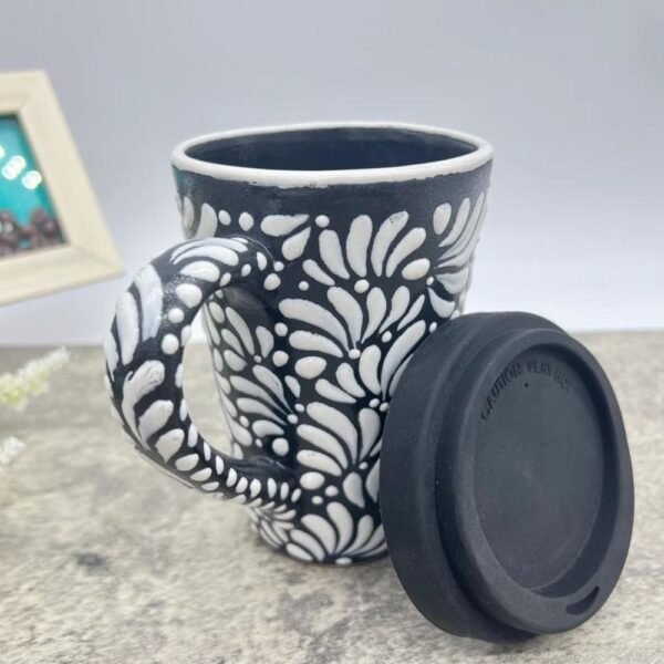 Cappuccino Cup, Mexican Coffee Mug, Puebla Talavera Pottery, Ceramic Thermos, Handmade Lead-Free Includes Lid, Custom Available