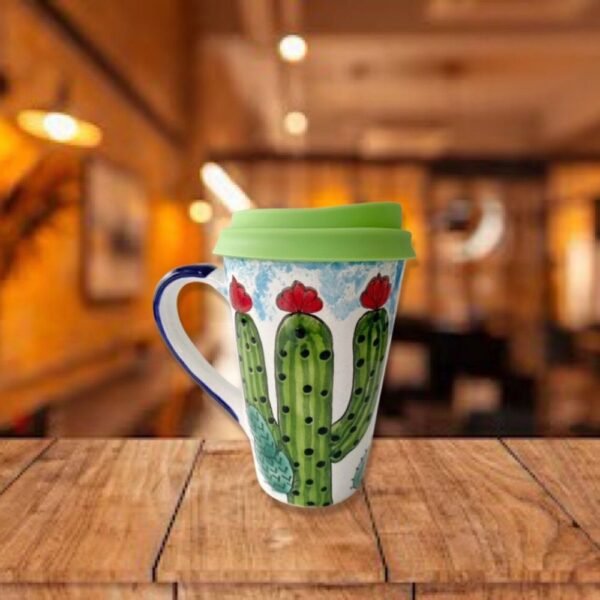 Cappuccino Cup, Mexican Coffee Mug, Puebla Talavera Pottery, Ceramic Thermos, Handmade