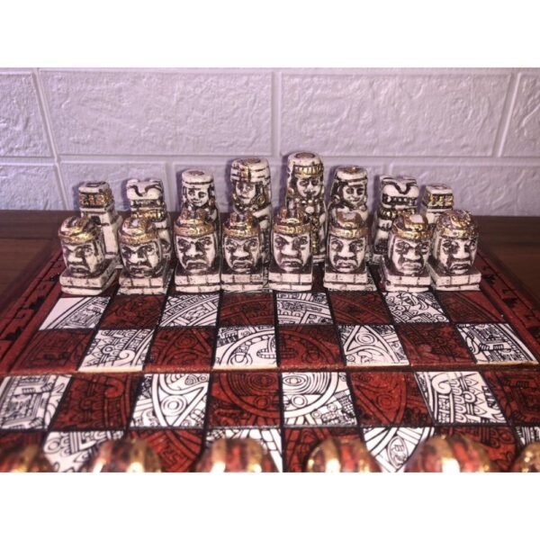 Chess set 10.23” x 10.23”, Resin Chess set in red and white, Mexican chess, Chess set handmade, Wooden chess, Doubles as a book