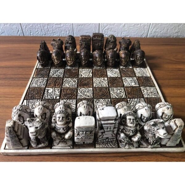 Chess set 12.59” x 12.59”, Resin Chess set in brown and white, Chess set handmade, Soviet chess set, Mexican chess