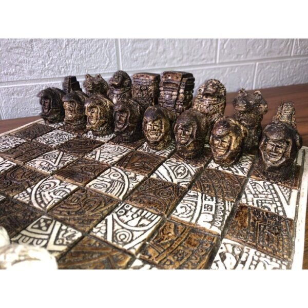 Chess set 12.59” x 12.59”, Resin Chess set in brown and white, Chess set handmade, Soviet chess set, Mexican chess