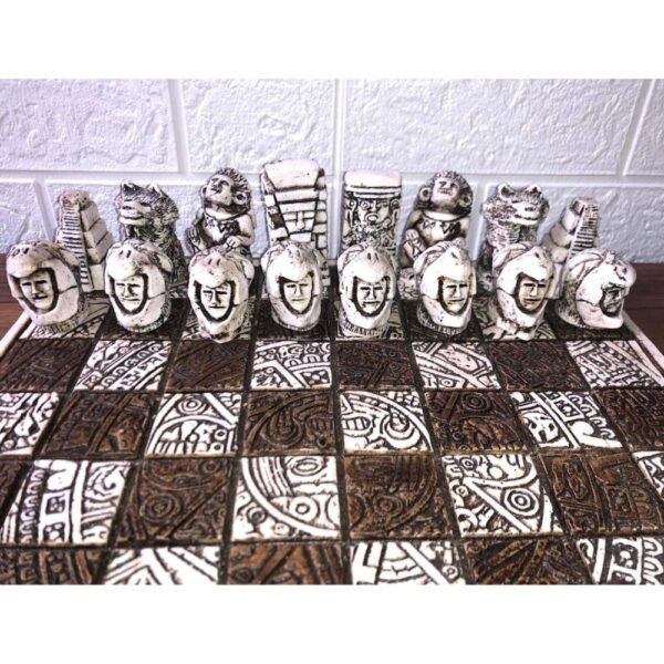 Chess set 12.59” x 12.59”, Resin Chess set in brown and white, Chess set handmade, Soviet chess set, Mexican chess