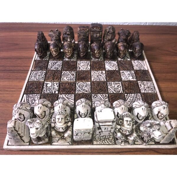 Chess set 12.59” x 12.59”, Resin Chess set in brown and white, Chess set handmade, Soviet chess set, Mexican chess