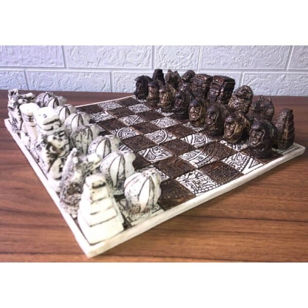 Chess set 12.59” x 12.59”, Resin Chess set in brown and white, Chess set handmade, Soviet chess set, Mexican chess