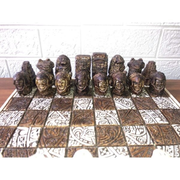 Chess set 12.59” x 12.59”, Resin Chess set in brown and white, Chess set handmade, Soviet chess set, Mexican chess