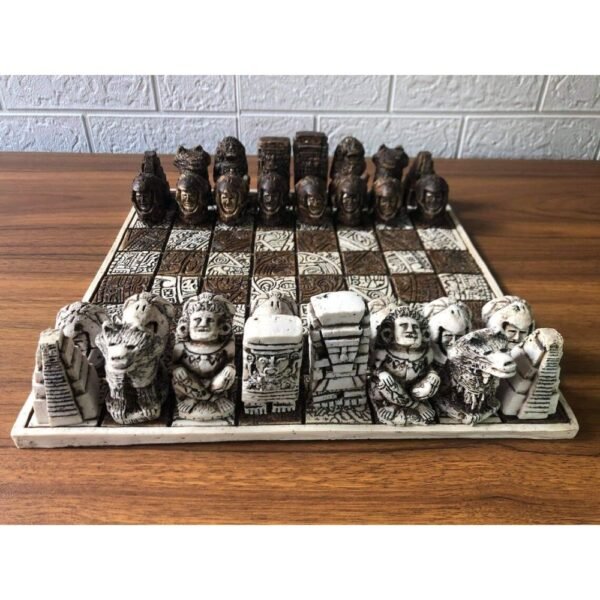 Chess set 12.59” x 12.59”, Resin Chess set in brown and white, Chess set handmade, Soviet chess set, Mexican chess