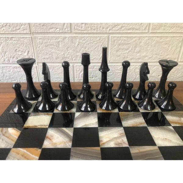 Chess set 13.77” x 13.77”, Marble Chess set in black and gray, Stone Chess Set, Chess set handmade, Italian design