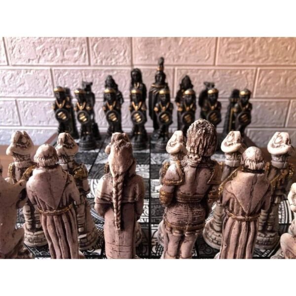 Chess set 16.53” x 16.53”, Resin Chess set in gray and white, Mexican chess, Chess set handmade, Wooden chess, Doubles as a book