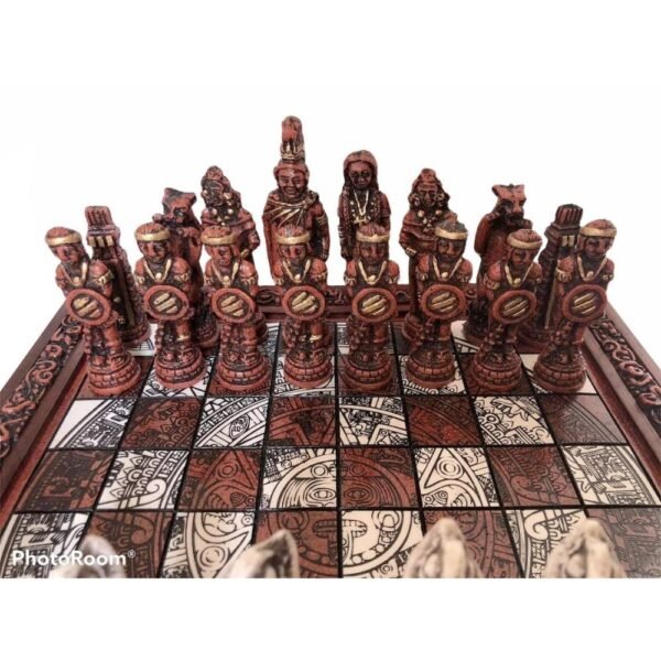 Chess set 16.53” x 16.53”, Resin Chess set in red and white, Mexican chess, Chess set handmade, Soviet chess set, Wooden chess
