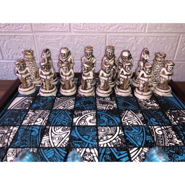 Chess set, Resin Chess set in blue and white, Mexican chess, Chess set handmade, Soviet chess set, Wooden chess