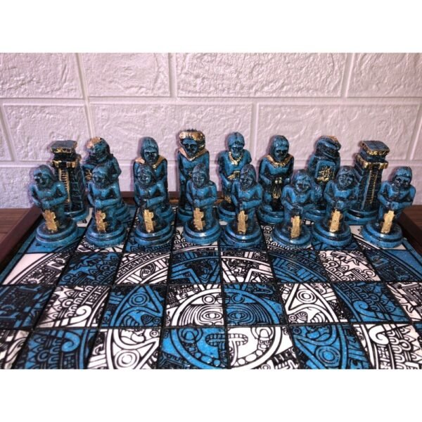 Chess set, Resin Chess set in blue and white, Mexican chess, Chess set handmade, Soviet chess set, Wooden chess