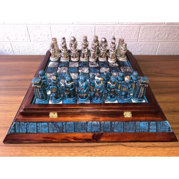 Chess set, Resin Chess set in blue and white, Mexican chess, Chess set handmade, Soviet chess set, Wooden chess