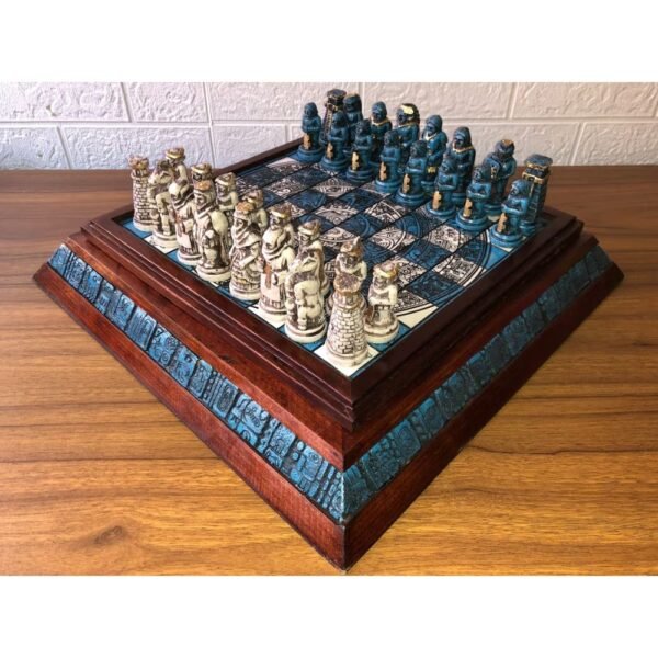 Chess set, Resin Chess set in blue and white, Mexican chess, Chess set handmade, Soviet chess set, Wooden chess