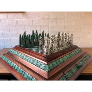 Chess set, Resin Chess set in green and white, Mexican chess, Chess set handmade, Soviet chess set, Wooden chess