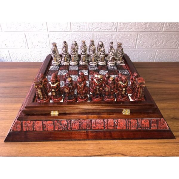 Chess set, Resin Chess set in red and white, Mexican chess, Chess set handmade, Soviet chess set, Wooden chess