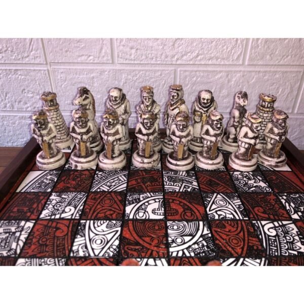 Chess set, Resin Chess set in red and white, Mexican chess, Chess set handmade, Soviet chess set, Wooden chess