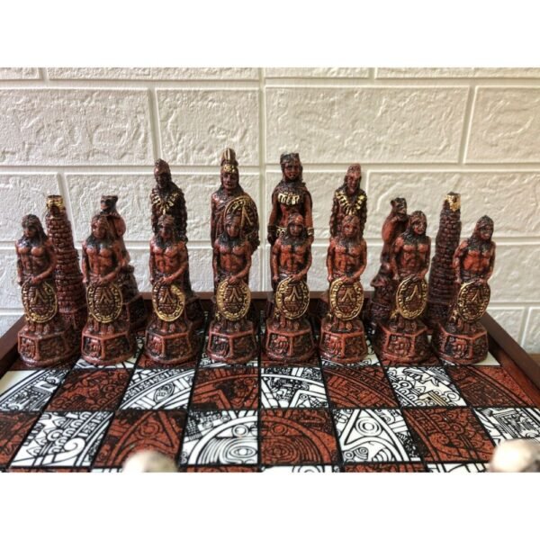 Chess set, Resin Chess set in red and white, Mexican chess, Chess set handmade, Soviet chess set, Wooden chess