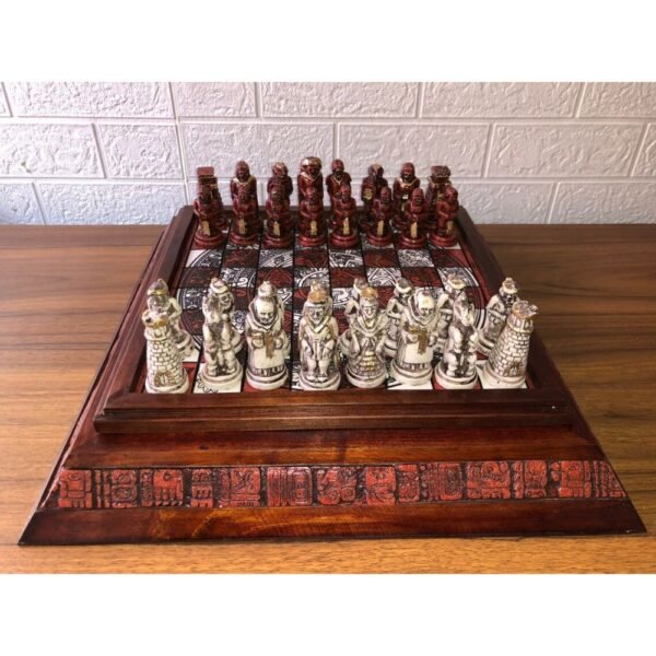 Chess set, Resin Chess set in red and white, Mexican chess, Chess set handmade, Soviet chess set, Wooden chess