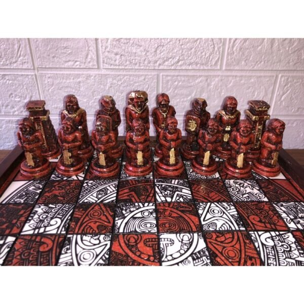 Chess set, Resin Chess set in red and white, Mexican chess, Chess set handmade, Soviet chess set, Wooden chess