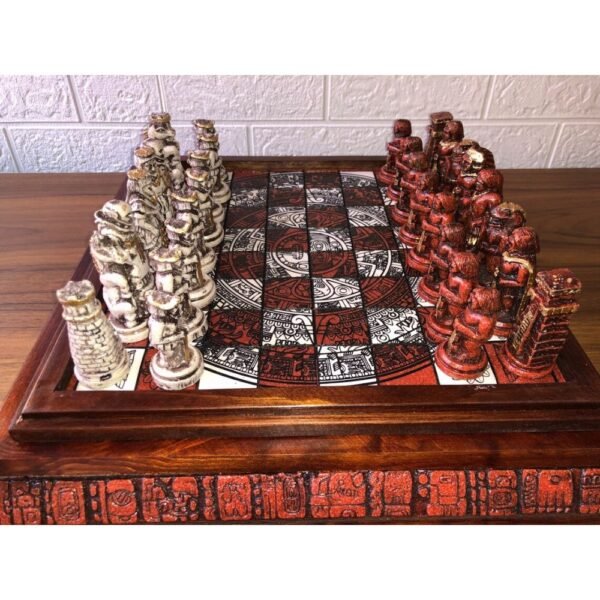 Chess set, Resin Chess set in red and white, Mexican chess, Chess set handmade, Soviet chess set, Wooden chess