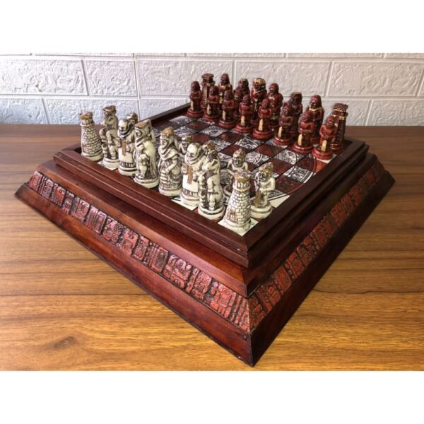 Chess set, Resin Chess set in red and white, Mexican chess, Chess set handmade, Soviet chess set, Wooden chess