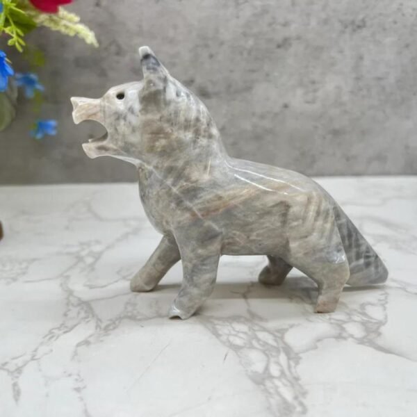 Dog sculpture, Stone Puppy, Marble Animal, Natural Genuine Rock And Hand Carved. Home Decor