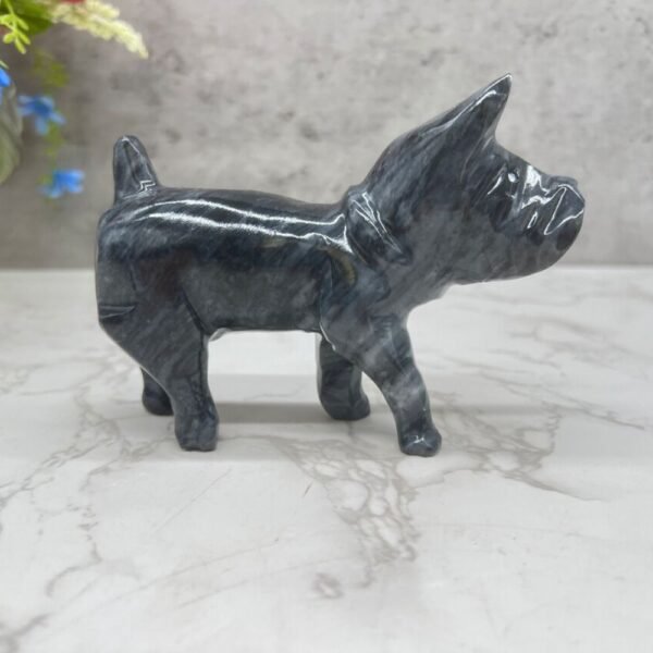 Dog sculpture, Stone Puppy, Marble Animal, Natural Genuine Rock And Hand Carved. Home Decor