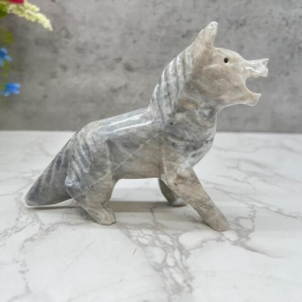 Dog sculpture, Stone Puppy, Marble Animal, Natural Genuine Rock And Hand Carved. Home Decor