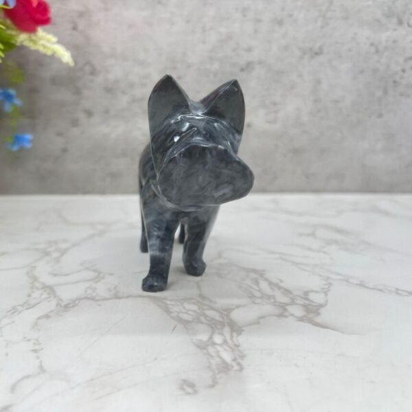 Dog sculpture, Stone Puppy, Marble Animal, Natural Genuine Rock And Hand Carved. Home Decor