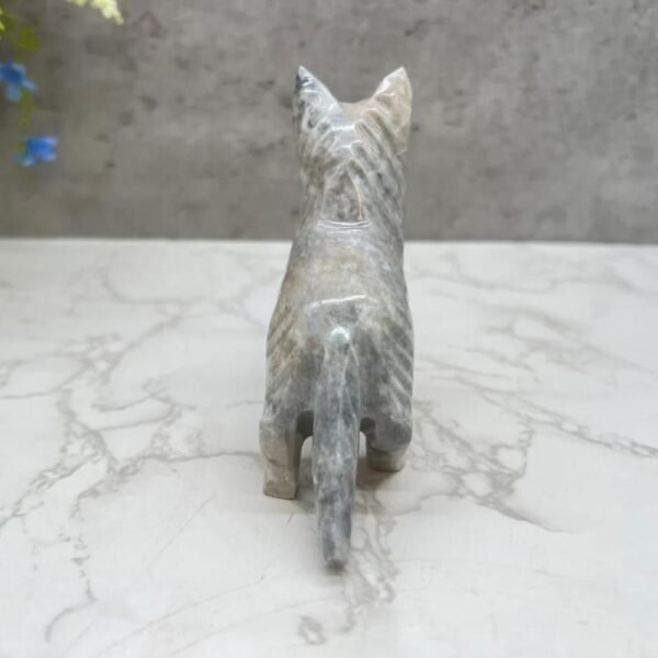 Dog sculpture, Stone Puppy, Marble Animal, Natural Genuine Rock And Hand Carved. Home Decor