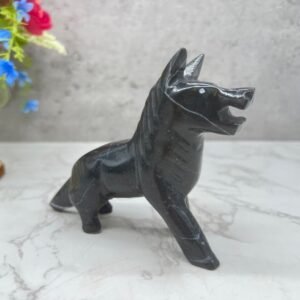 Dog sculpture, Stone Puppy, Marble Animal, Natural Genuine Rock And Hand Carved. Home Decor