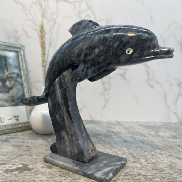 Dolphin sculpture, Stone Dolphin, Marble Animal, Natural Genuine Rock And Hand Carved. Home Decor