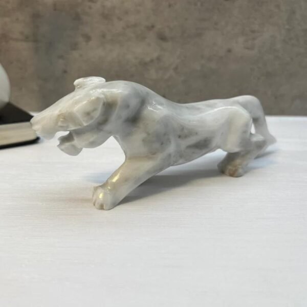 Jaguar sculpture, Stone panther, Marble Animal, Natural Genuine Rock And Hand Carved. Home Decor