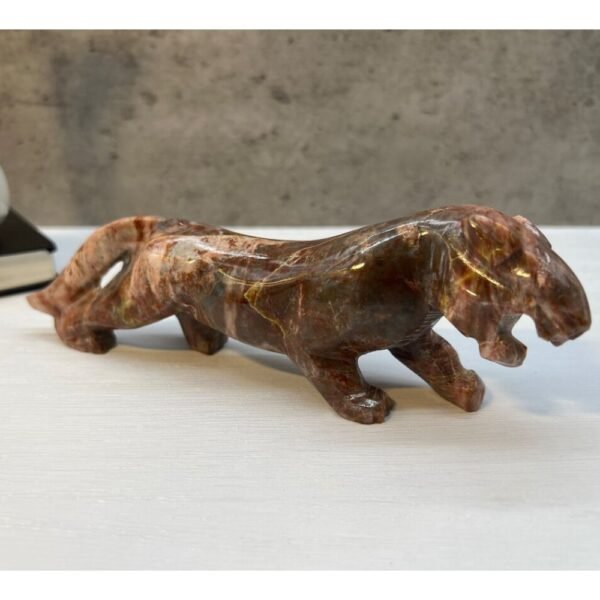 Jaguar sculpture, Stone panther, Marble Animal, Natural Genuine Rock And Hand Carved. Home Decor