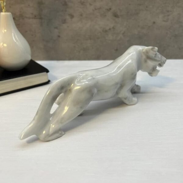 Jaguar sculpture, Stone panther, Marble Animal, Natural Genuine Rock And Hand Carved. Home Decor