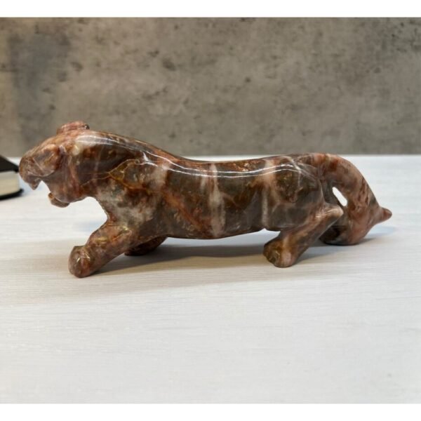 Jaguar sculpture, Stone panther, Marble Animal, Natural Genuine Rock And Hand Carved. Home Decor