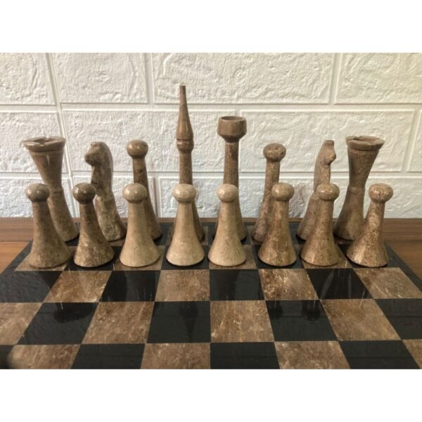 LARGE Chess set 13.77” x 13.77”, Marble Chess set in black and dark brown, Stone Chess Set, Chess set handmade, Italian design