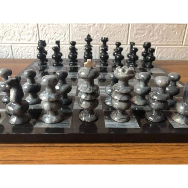 LARGE Chess set 13.77” x 13.77”, Marble Chess set in black and gray, Stone Chess Set, Chess set handmade