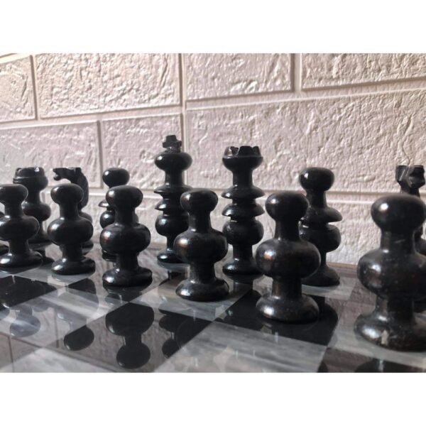 LARGE Chess set 13.77” x 13.77”, Marble Chess set in black and gray, Stone Chess Set, Chess set handmade