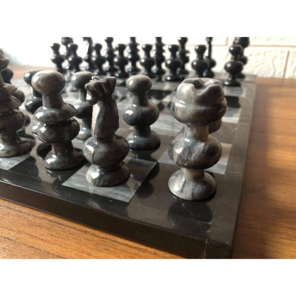 LARGE Chess set 13.77” x 13.77”, Marble Chess set in black and gray, Stone Chess Set, Chess set handmade